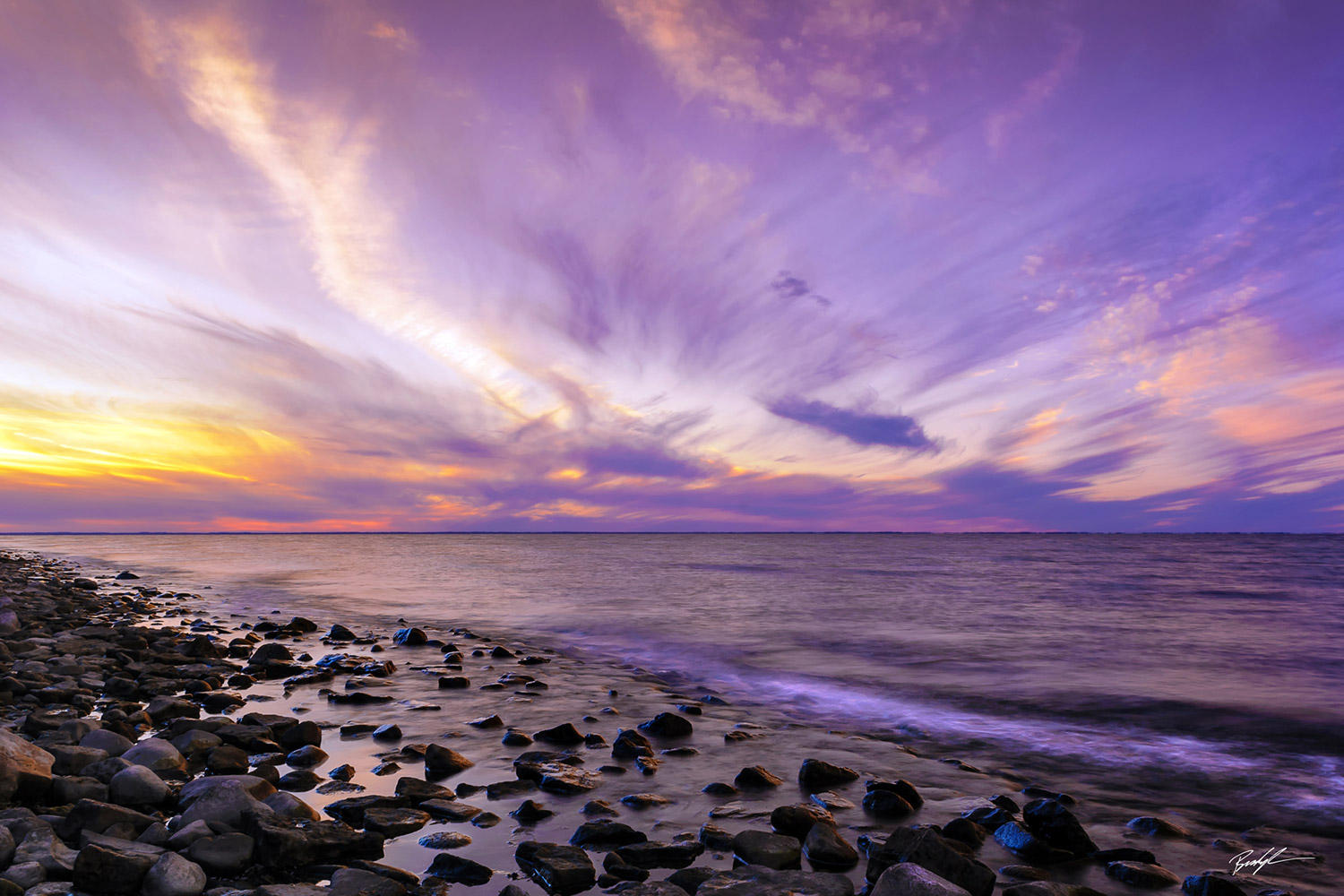 Purple Sunset Over Green Bay Wisconsin