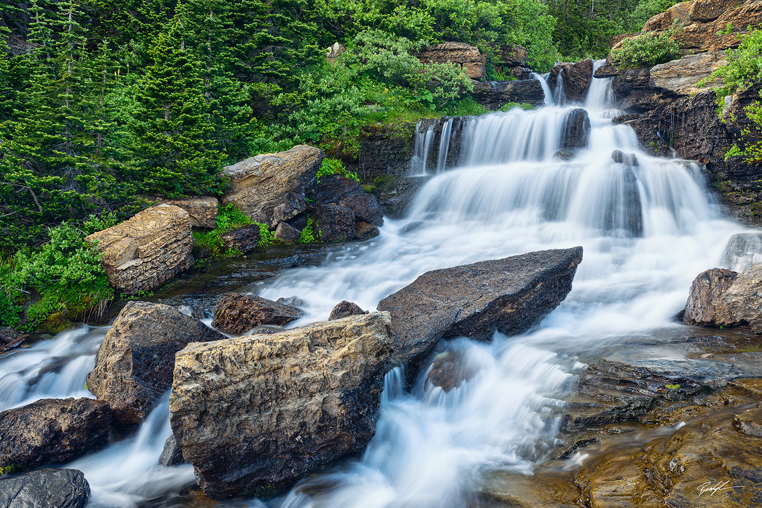 Lunch Creek Falls Glacier National Park Montana