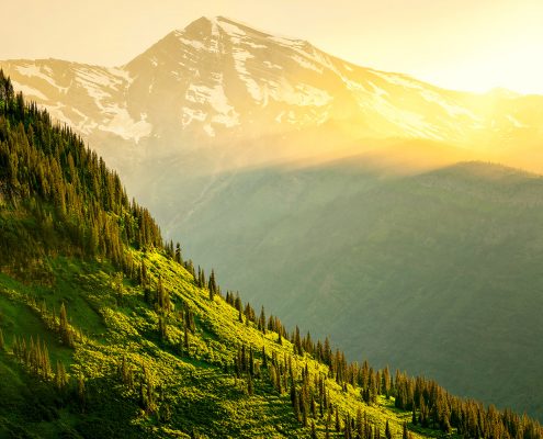 Sun Scrape on Mountain Glacier National Park Montana