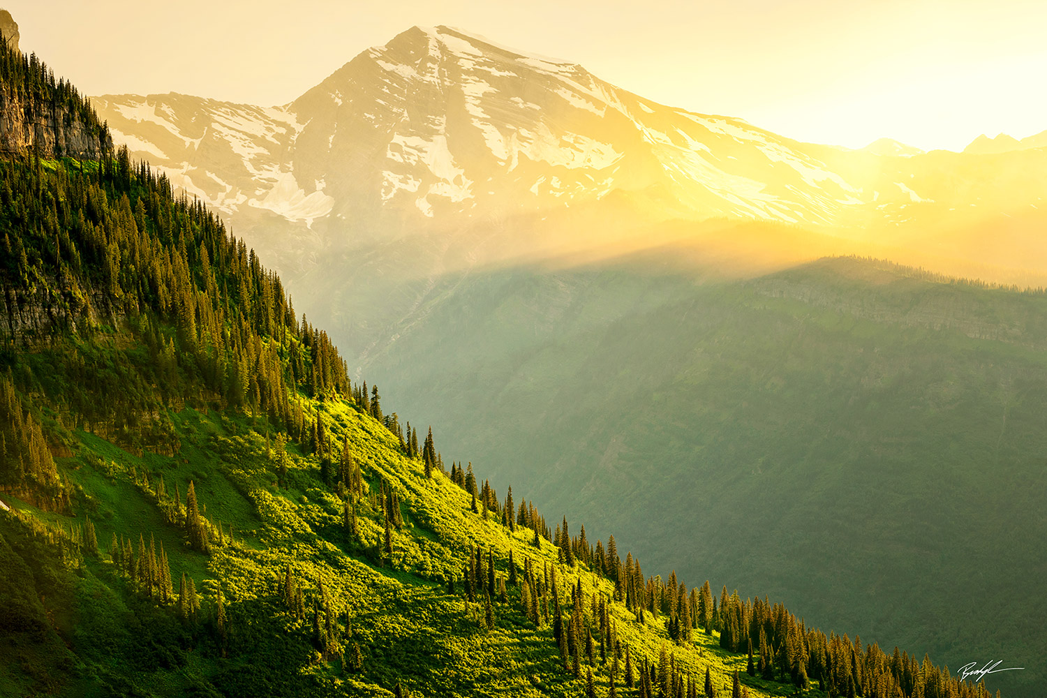 Sun Scrape on Mountain Glacier National Park Montana