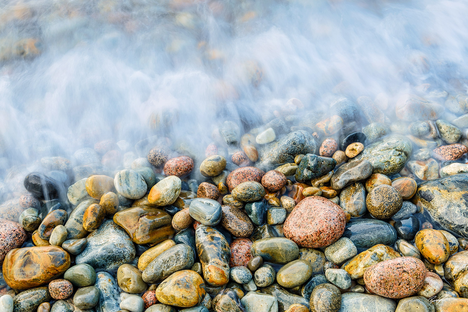 Cobblestones and Wave Acadia National Park Maine