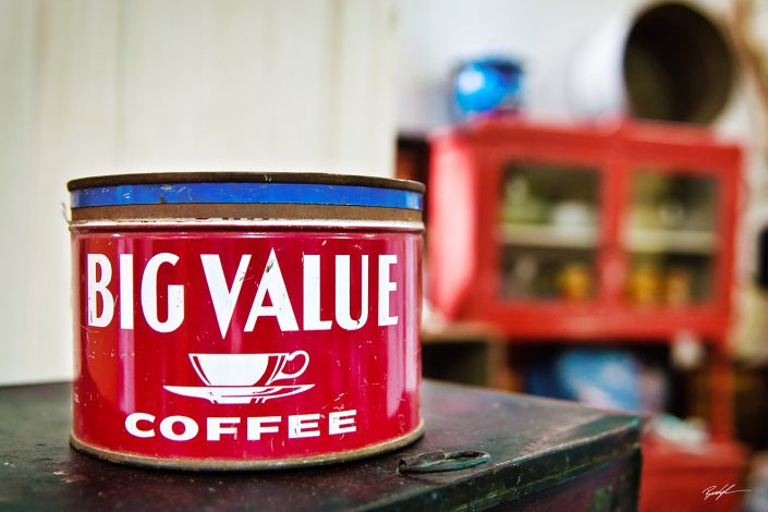 Antique Coffee Cans Red and Blue