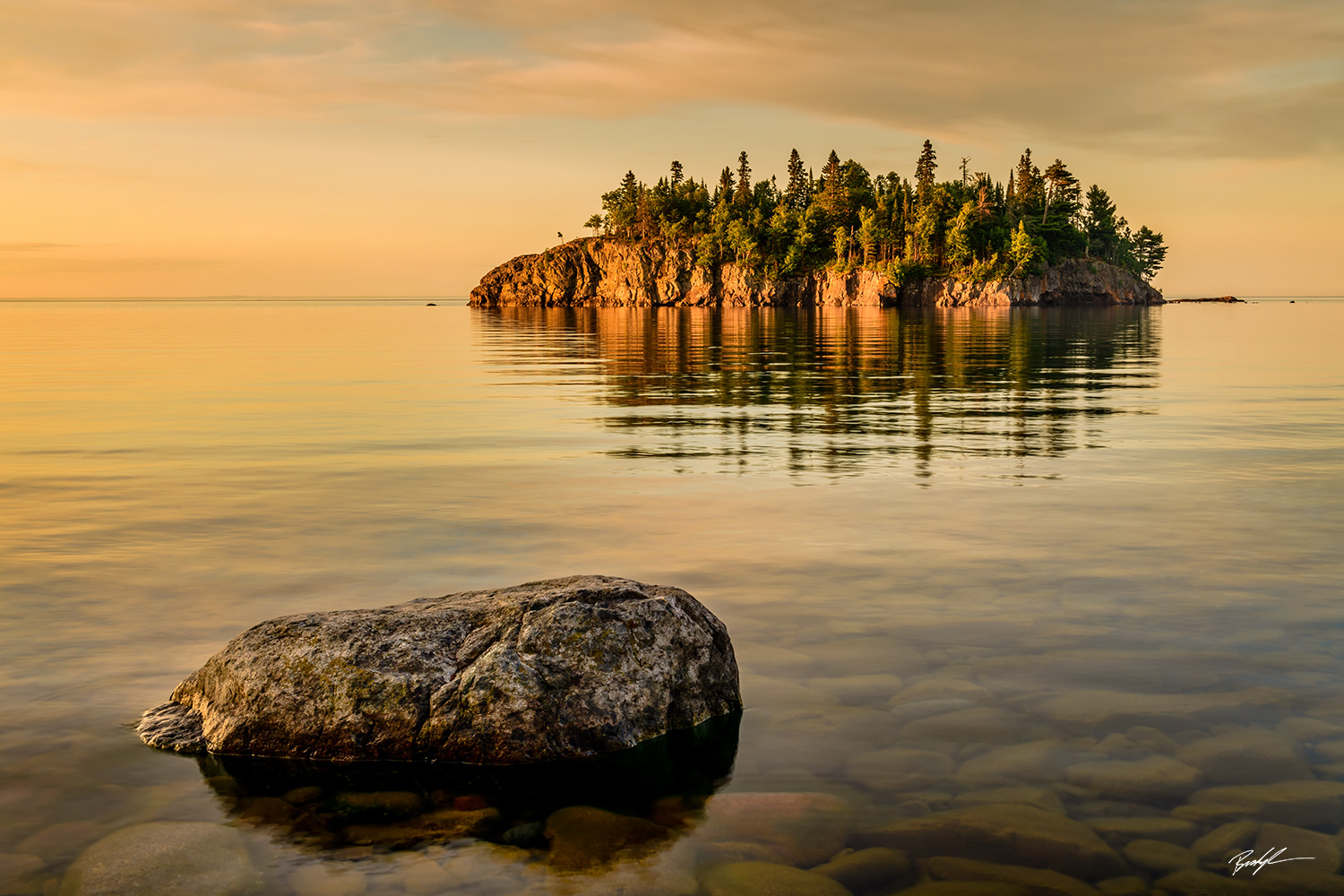 Tombolo Lake Superior North Shore Minnesota Sunrise