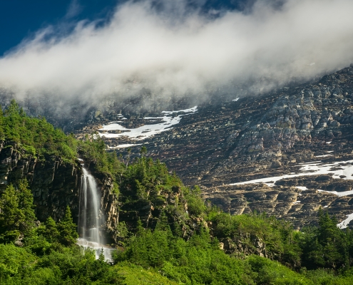 Mountain Waterfall Glacier National Park Montana