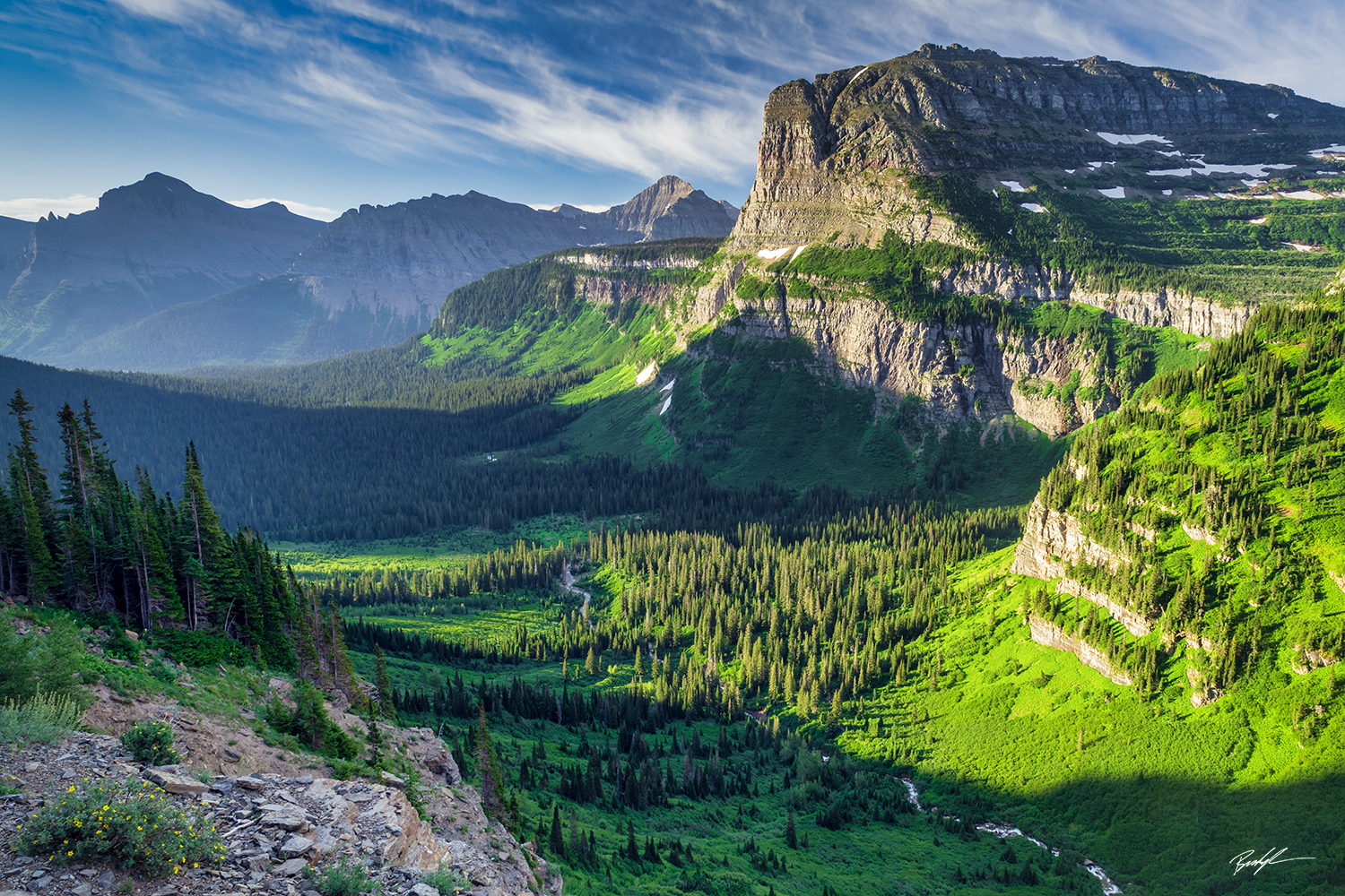 Mountain Range and Valley Glacier National Park Montana