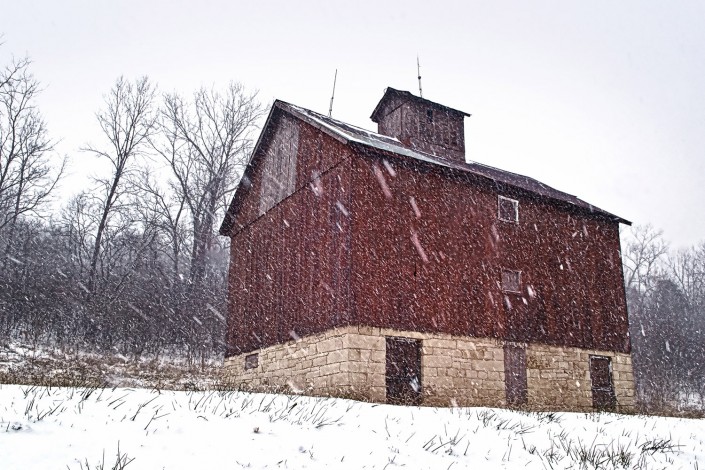 Country Barn Snow Storm Jersey County Illinois