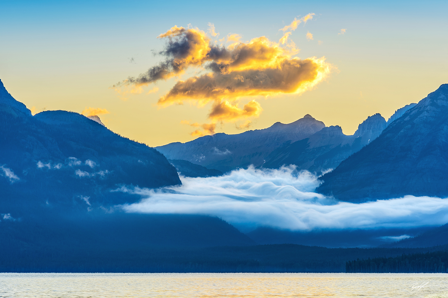 Sunrise and Clouds, Lake McDonald, Glacier National Park, Montana