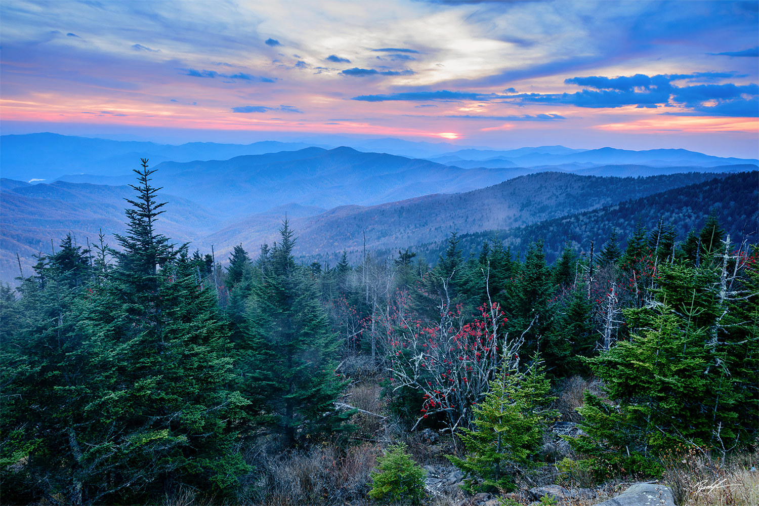 Clingman's Dome Cool Sunset Smoky Mountain National Park Tennessee